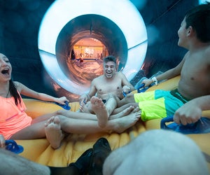 The Kalahari Resort in the Poconos offers big-time thrills in its huge indoor water park. 