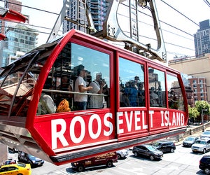 See the skyline from a whole new vantage point on the Roosevelt Island Tram. Photo courtesy of NYCGo